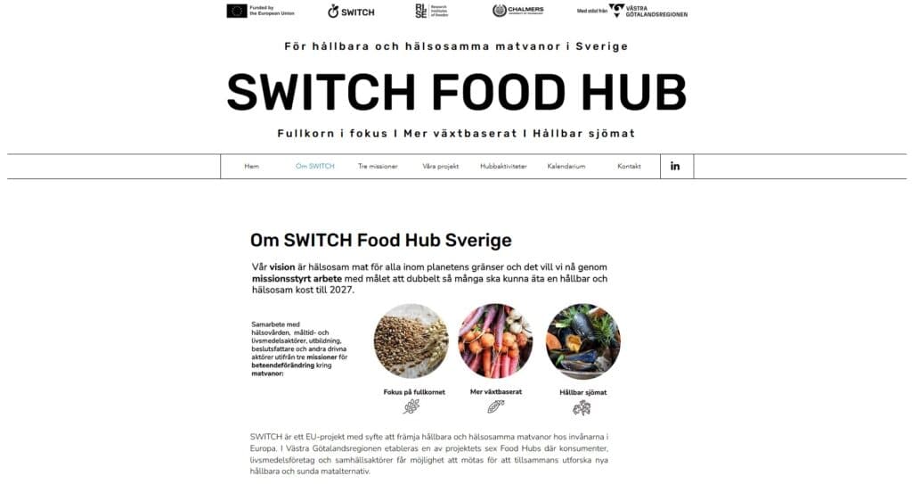 switch food hub Göteborg website